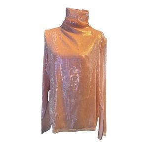 PRFCT NMBER Pink SEQUINS!! Mock Neck top Size M
